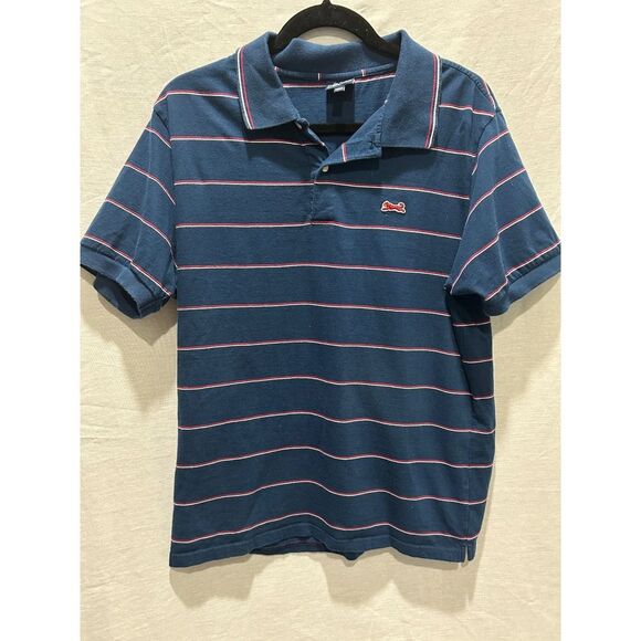 Le Tigre Mens Polo Shirt Striped Short Sleeve Classic Top Blue - Picture 1 of 4
